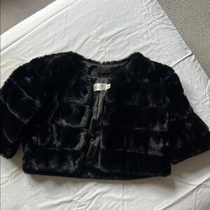 Elegant Black Faux Fur Kids Jacket
